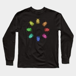 Colorful Scarab beetle chromatic circle illustration Long Sleeve T-Shirt